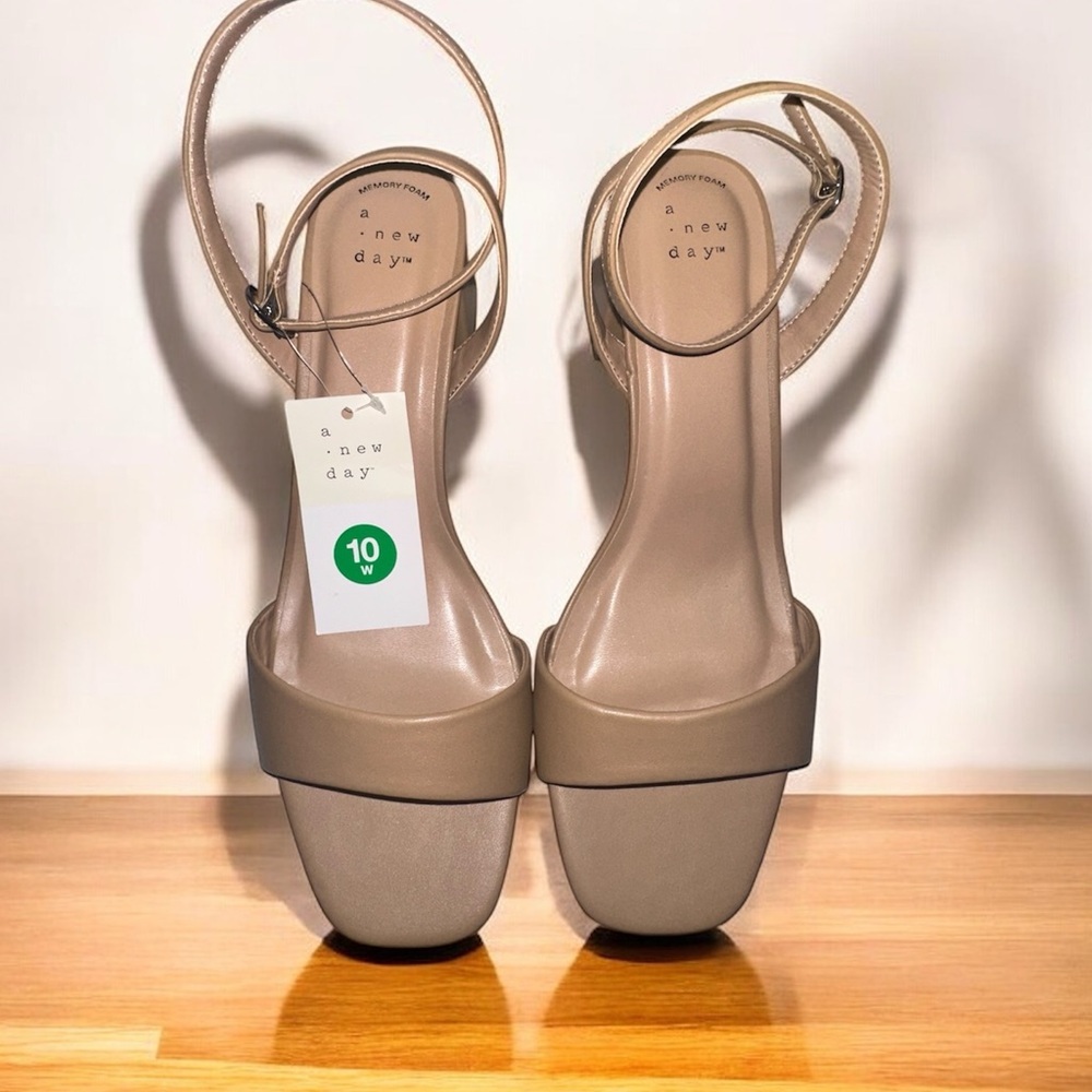 A New Day Beige Heeled Sandals size 10 #14